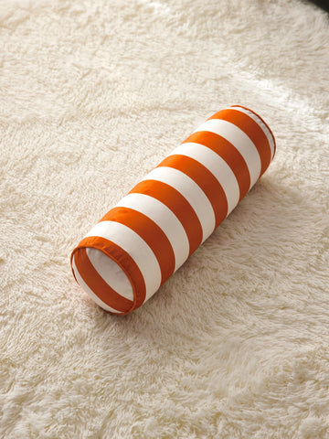 coussin rond velours rayures moderne oreiller décoration maison beige blanc orange blanc vert blanc