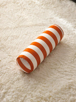 coussin rond velours rayures moderne oreiller décoration maison beige blanc orange blanc vert blanc