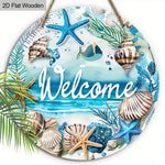 décoration murale circulaire thème marin coquillages poissons océan bleu blanc vert