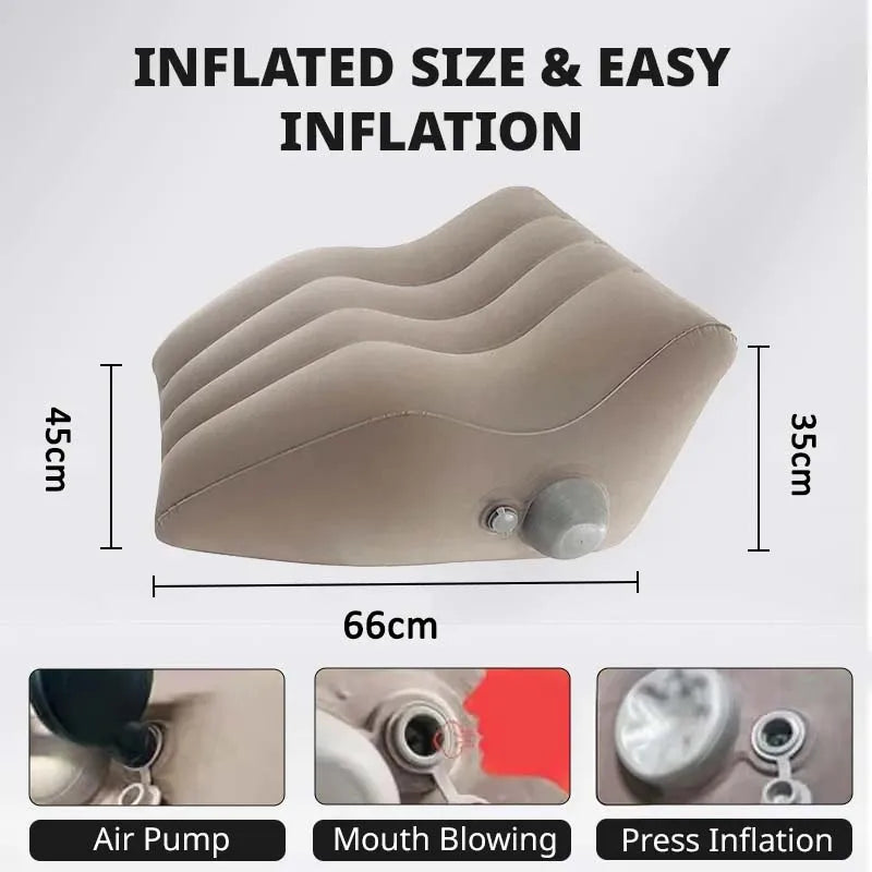 coussin gonflable ergonomique velouté beige antidérapant fibre polyester coton pompe air inclusion pvc assistance