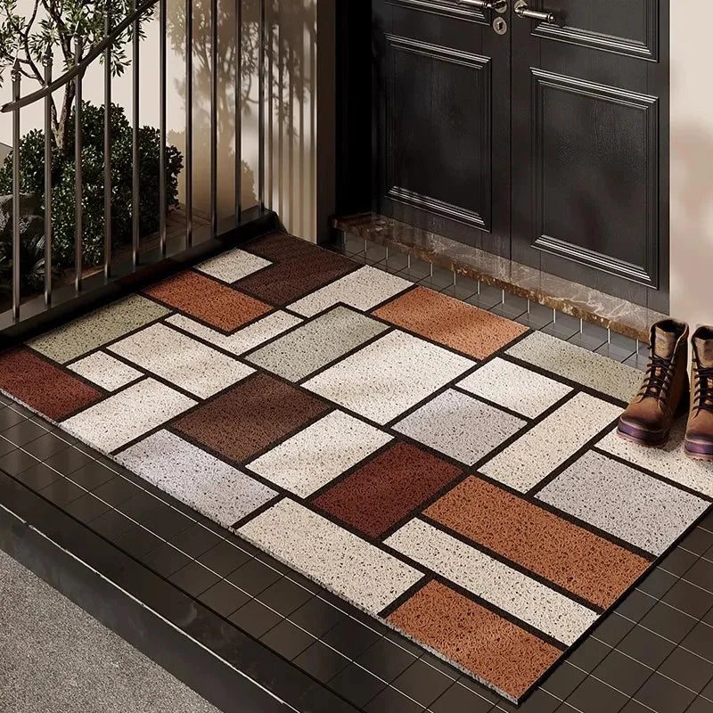 tapis d'entrée gris moderne résistant salissures antidérapant 40x60cm 50x80cm