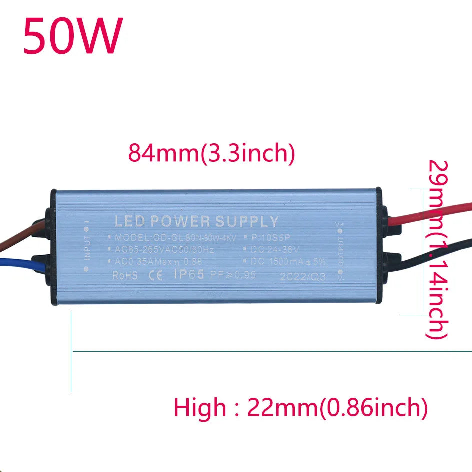 alimentation led 50w bleue ip65 waterproof ccc cem fcc cqc