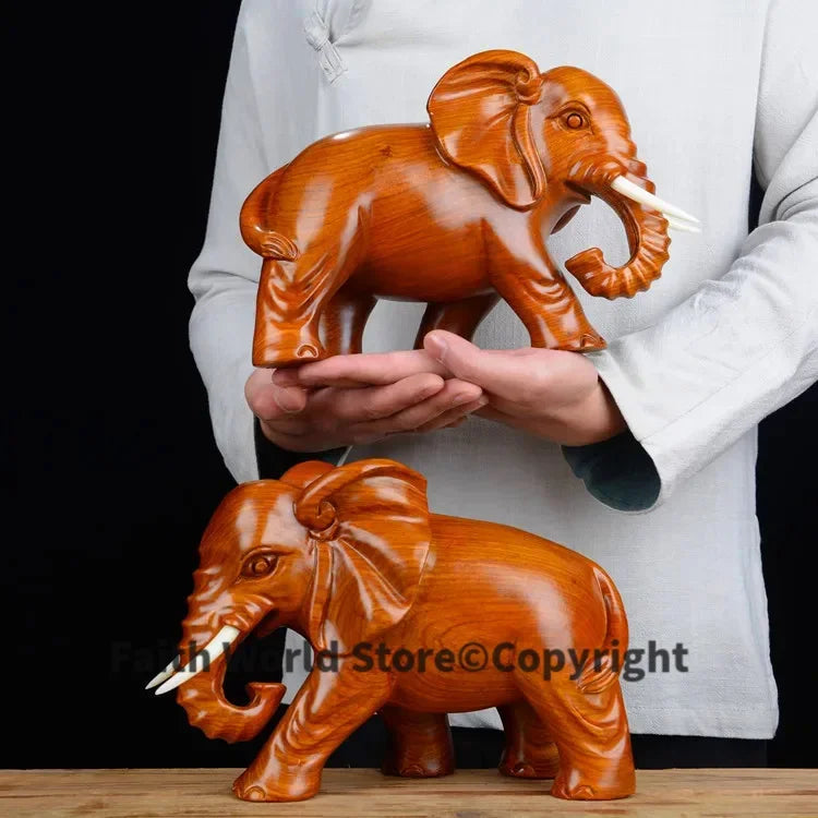 statuette éléphant marron clair sculptée relief artisanale décoration intérieure maison