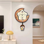 horloge murale crayon shin chan dessins animés moderne happy family personnages animaux motifs floraux