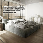 lit moderne velours gris chambre coucher bois minimaliste italien 1800mm