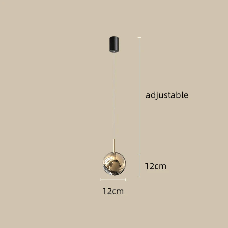 Suspension lumineuse moderne sphérique brillante noir argent or salon chambre