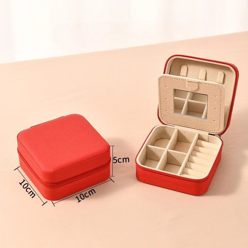 boîte bijoux simili cuir moderne blanc rouge noir violet orange miroir compartiments clics