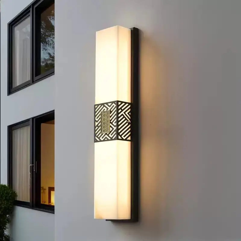 lampe murale moderne acier inoxydable blanc noir texture marbrée motif géométrique led 45cm 12cm