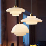 lampe suspendue moderne blanche dorée pierre verre opaque e27 led salon restaurant