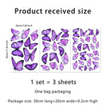 sticker mural decoratif papillon violet bleu effet aquarelle salle bain boheme adhesif nature