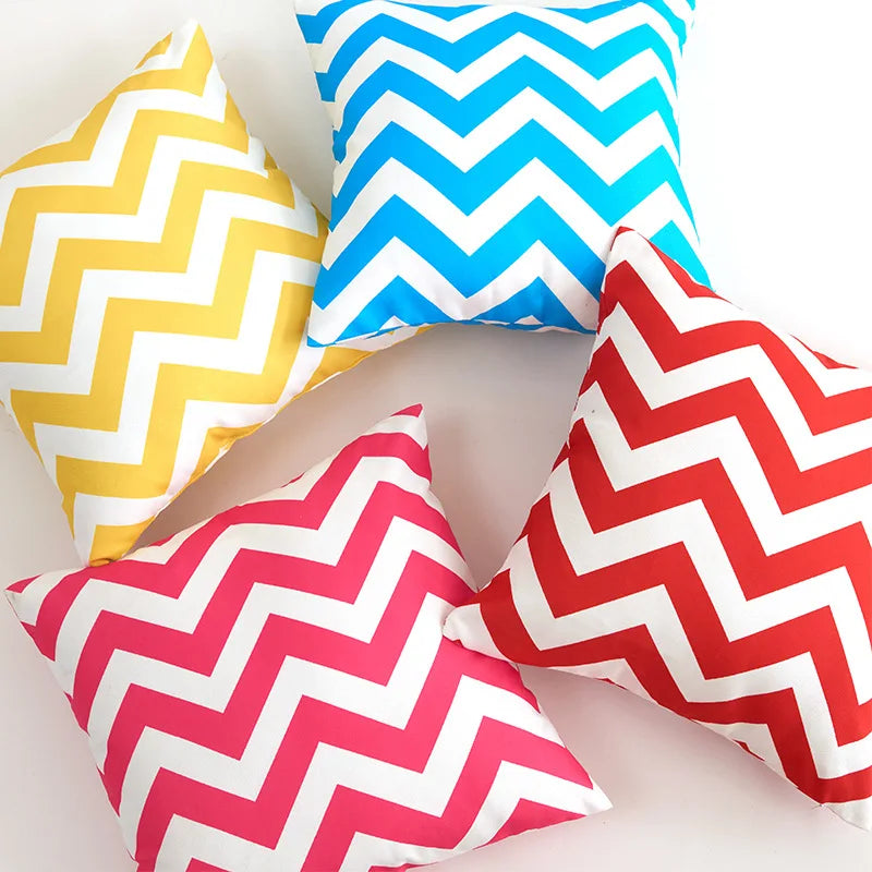coussin extérieur imperméable jaune zigzag moderne amovible 45x45cm zip polyester