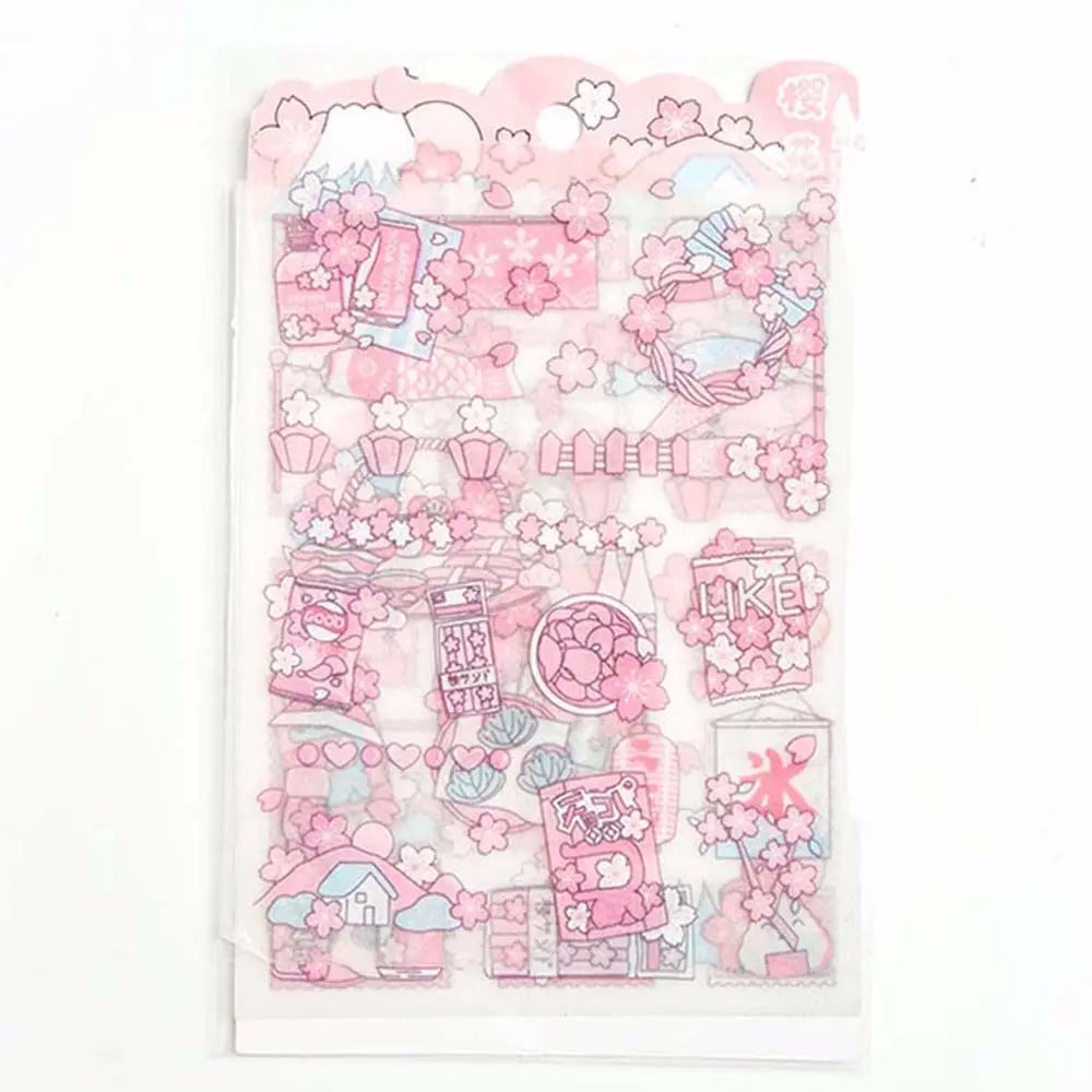 stickers kawaii strawberry transparent rose fraises glaces desserts illustrés pack variété