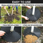 tapis protection arbre noir non tissé épais résistant dégradable 32cm 27cm 25cm 15cm fixations