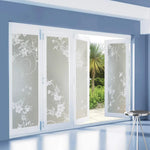 Film fenêtre décoratif floral adhésif moderne gris translucide motifs végétauxOpaque Blanc Feuilles