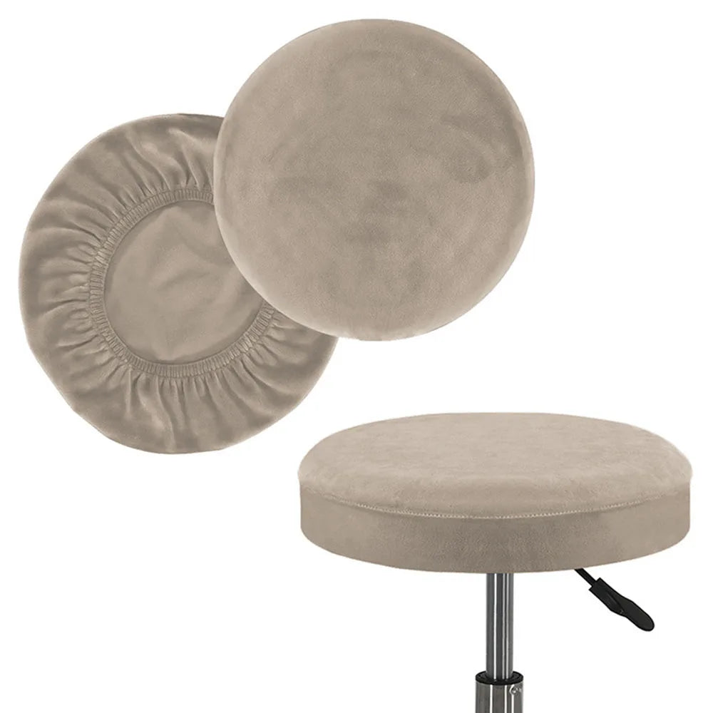 housse coussin tabouret rond velours beige moderne fixation protection siège fauteuil salon