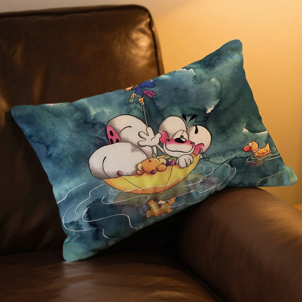 housse coussin imprimée polyester nuages animaux mignons rose blanc 30x50cm 40x60cm 48x74cm 50x70cm double