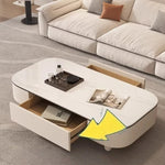 table basse moderne rectangle bois blanc noir tiroirs plateau amovible minimaliste italien