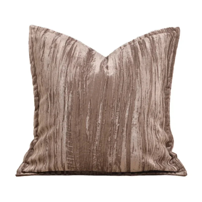 housse coussin rayé beige marron contemporain décoration maison carré polyester coton