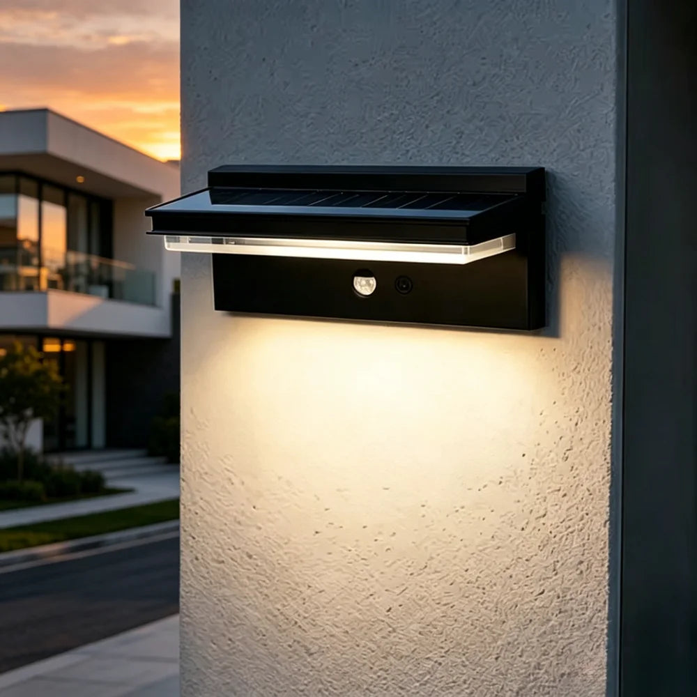 applique murale solaire moderne capteur mouvement noir led étanche ip65 autonomes