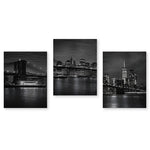 décoration murale triptyque art contemporain noir blanc paysage urbain nocturne york chambre salon
