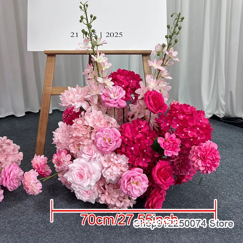 décoration mariage romantique roses artificielles colonnes florales bienvenue panel bienvenue