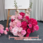 décoration mariage romantique roses artificielles colonnes florales bienvenue panel bienvenue