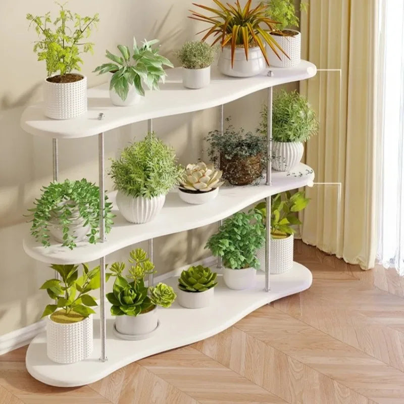 étagère roulettes moderne blanche plateau lisse plante pot balcon salonintérieur multifonctionnelle décoration mobilier