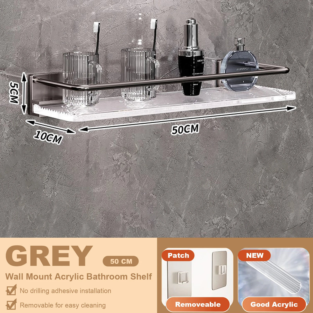 étagères murales salle bain blanc modernes adhésives sans perçage aluminium acrylique double niveau minimaliste