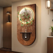 décoration murale moderne support plante bois texturé éclairage led minimaliste