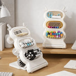 organisateur multinefs renne blanc beige compartiments transparents stylos crayons feutres ciseaux rangement multifonctionnel