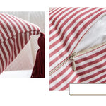 housses coussin rayées rouge blanche rustique adhésif tassel polyester carré lit moderne decoration