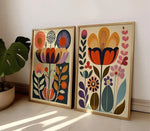 affiches murales modernes impressions toile fleurs stylisées rectangle vertical combiné trois images sans cadre