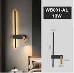 lampe murale led moderne minimaliste noir doré fixée mur interrupteur câble 2000lm chambre salle