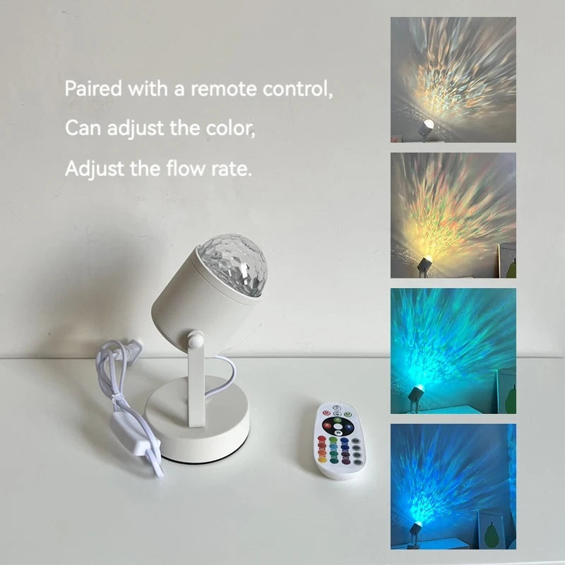 lampe murale moderne projection lumineuse ondulations eau blanc scintillement chambre