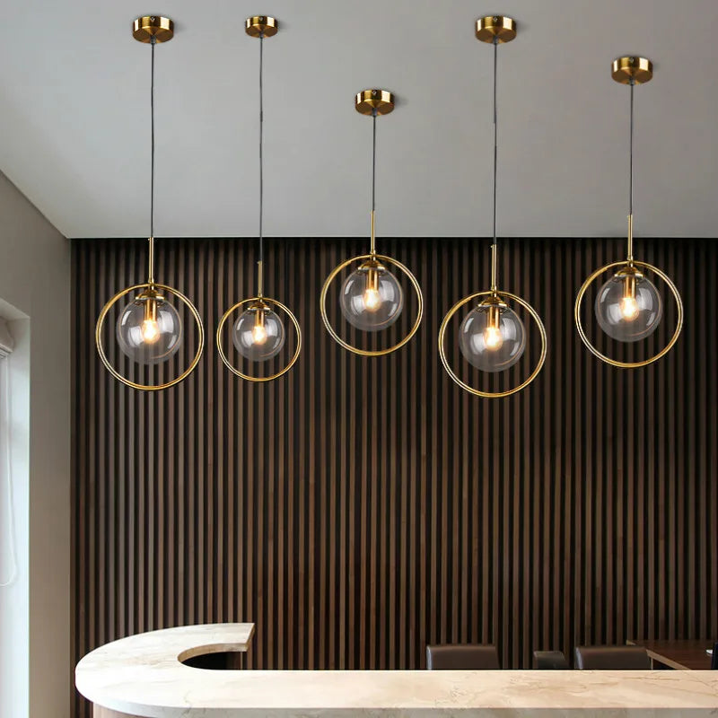 suspension or transparent moderne lampe pendentif verre boule chambre salon étude hall