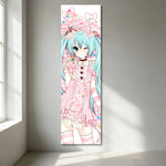 affiche murale anime rose blanche bleue twintails robe pois opaque chambre dortoir