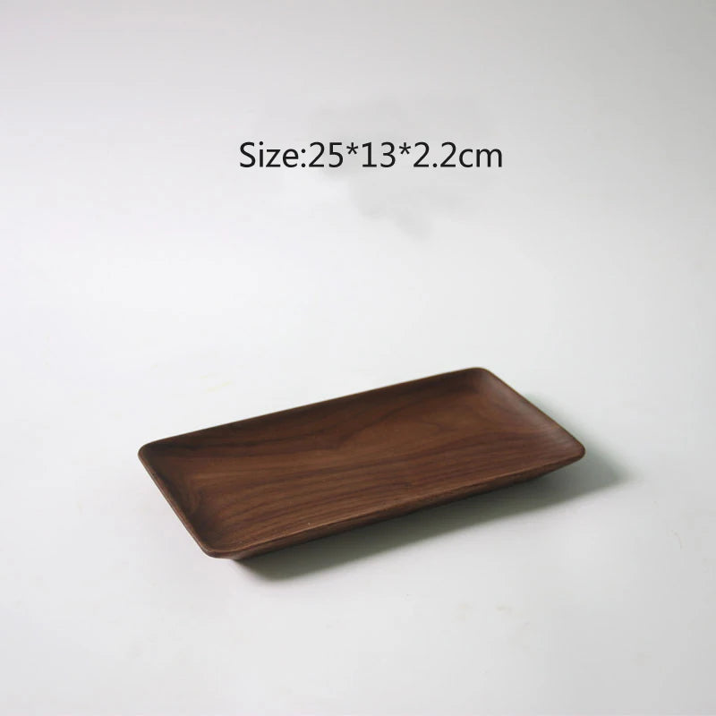 plateau rectangulaire bois marron minimaliste moderne service nourriture décoration cuisine assiette fruits théière tasses