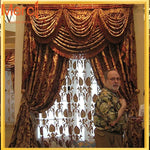 rideaux fleuris opaques voilage transparent baroque marron or chambre coucherhôtel