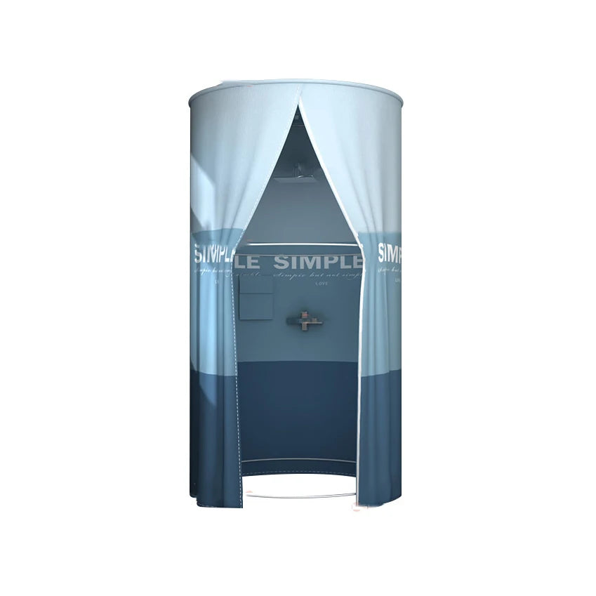 rideau extérieur tente cabine dôme bleu blanc motifs feuilles imperméable polyester cloison semi transparent