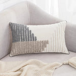 coussin géométrique moderne polyester gris beige amovible lavable contemporain decoration interieur tufter boheme