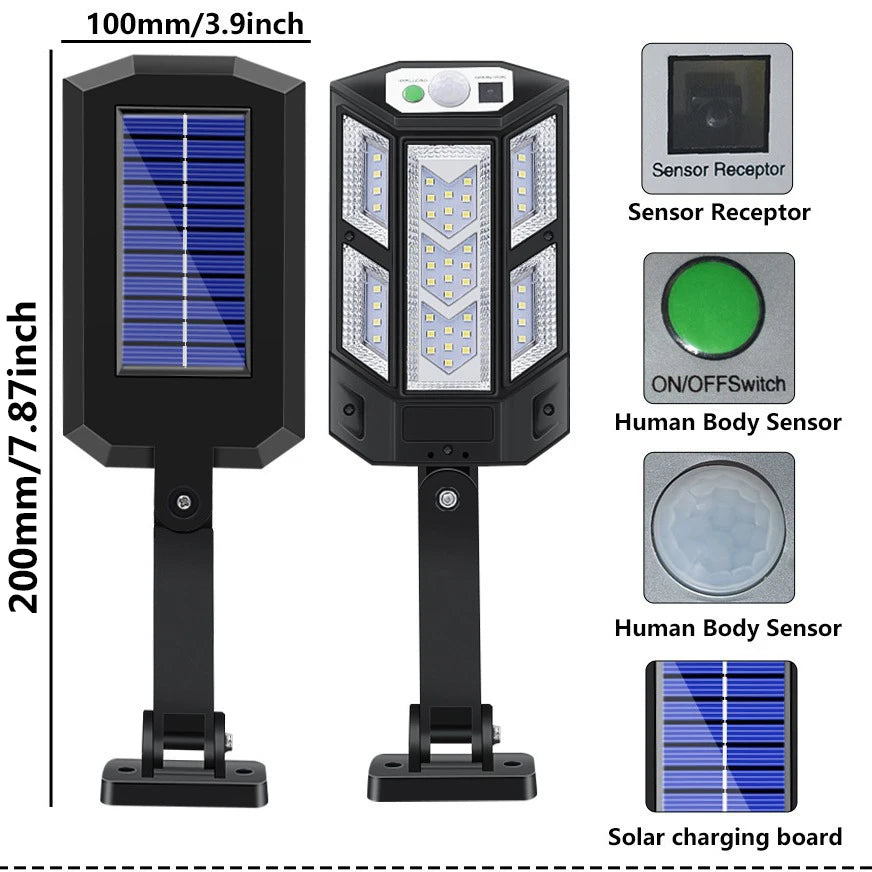 lampe solaire détecteur mouvement extérieure moderne applique murale ip65 led noir autoinstallation sécurité jardin