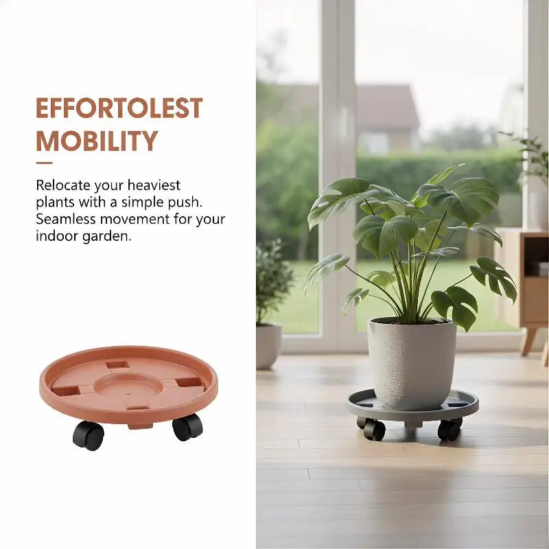 plateau roulettes moderne plantes gris blanc facile déplacer support résine