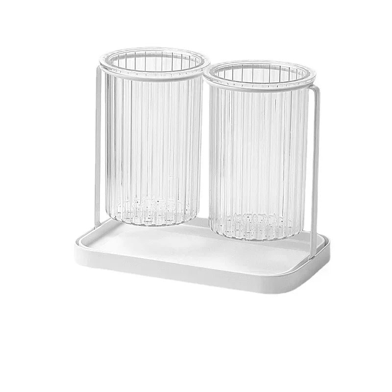 panier rangement couverts transparent support vaisselle drain multipurpose moderne japonais adhésif fourchette cuillère spatule