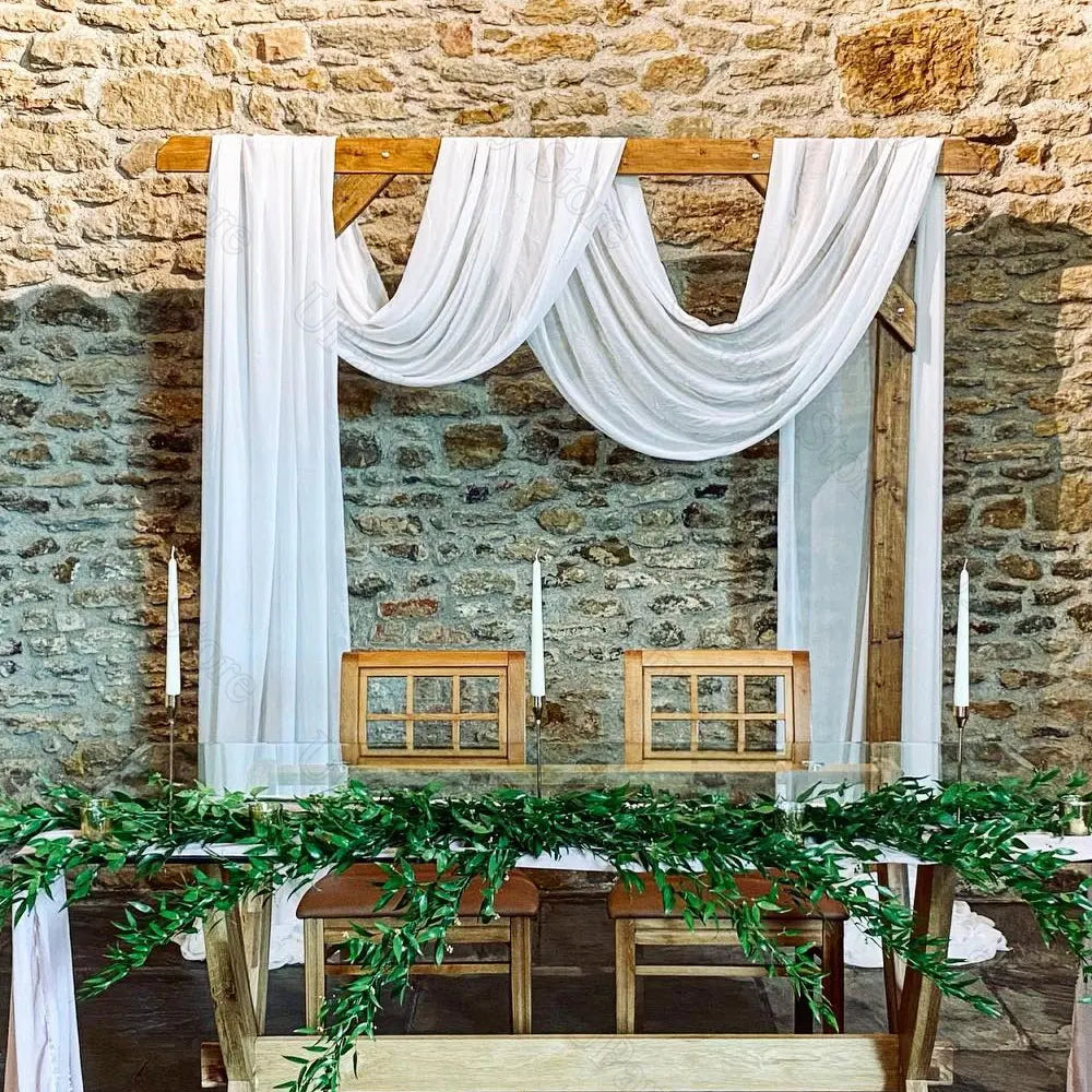 rideau blanc moderne élégant mariage anniversaire événement translucide motifs florauxDecoration