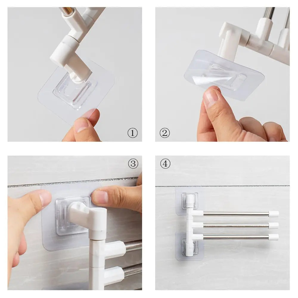 porte serviettes mural blanc barres métalliques adhésif minimaliste moderne bain pliable mobile