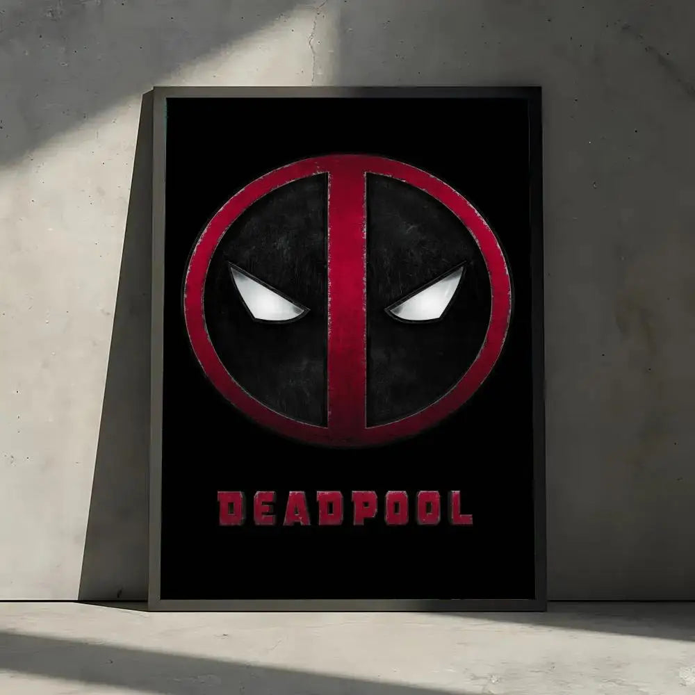 affiches deadpool pop art moderne cadre bois rouge noir gris blanc texture super héros