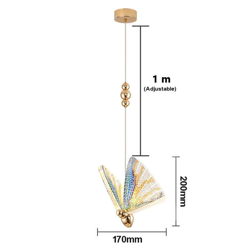 lampe suspendue moderne or blanc papillon filigrane chambre salon