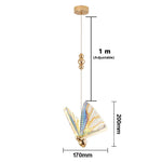 lampe suspendue moderne or blanc papillon filigrane chambre salon