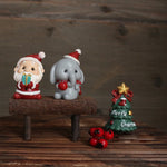 Ornement Noël résine famille animaux bleu profond