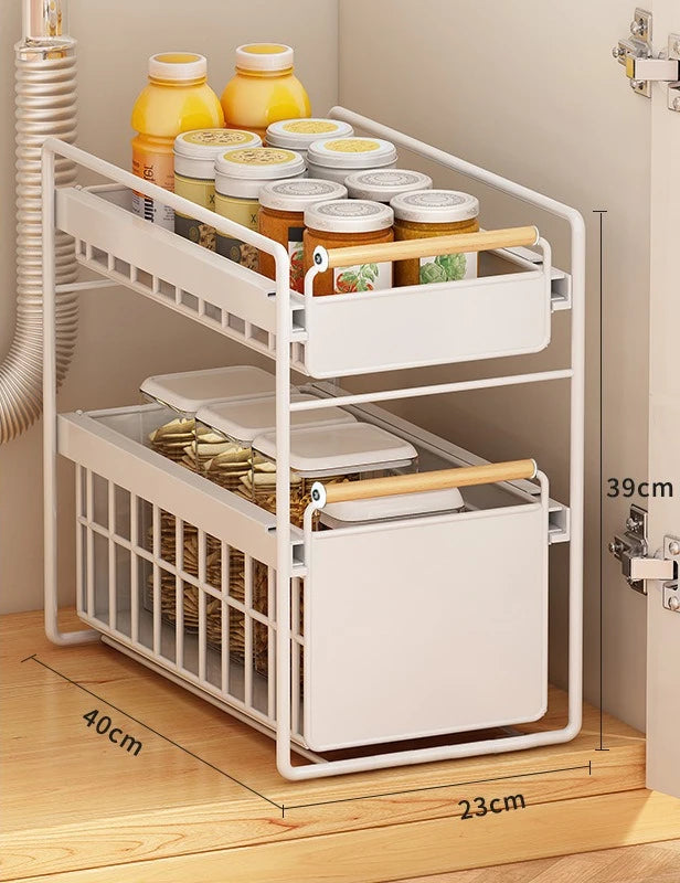 panier rangement gris métallisé cuivre grille fine moderne boîtes bouteilles extensible multifonctionalité